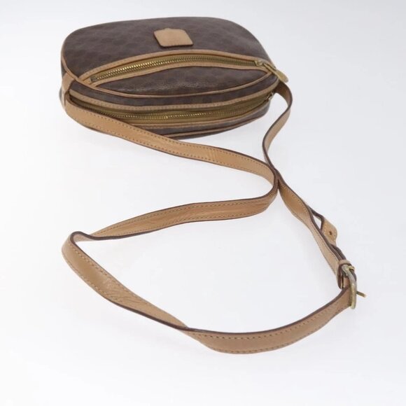 CELINE Macadam Canvas Shoulder Bag PVC Leather Brown Gold Auth - Picture 1 of 16